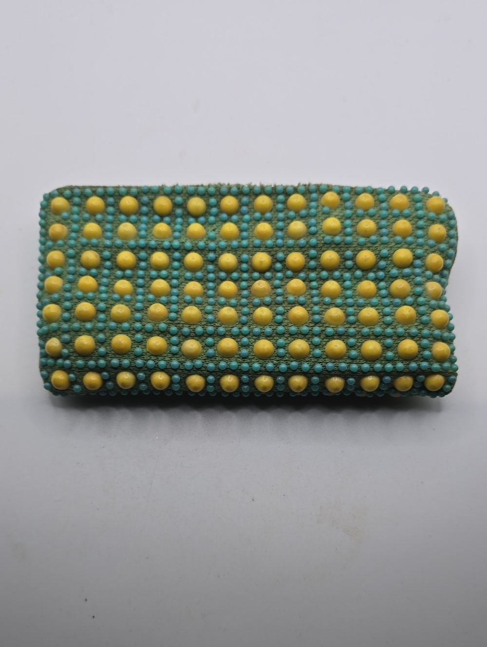 Studded Turquoise and Yellow Women's Wallet Pouch Or Makeup Bag